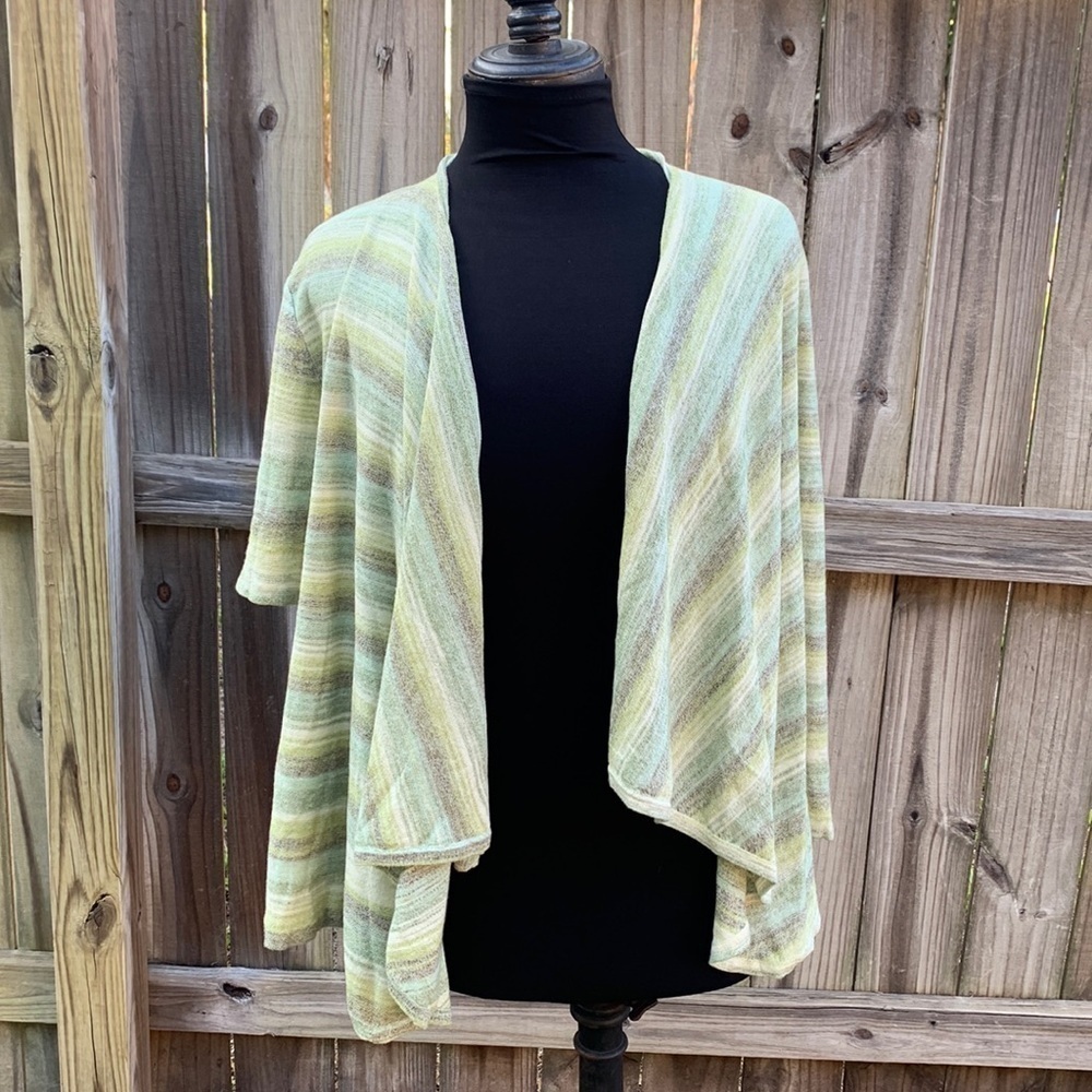 Coldwater Creek green ombré striped cardigan, size L (14/16)
